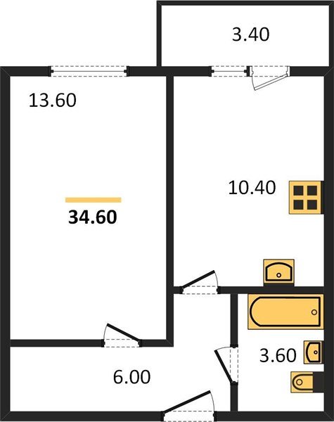 Фото №1: 1-комнатная квартира 34 м² - Новая Адыгея, мкр. жилой комплекс Дарград