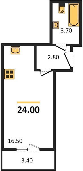 Фото №1: Студия <span class="whitespace-nowrap">24 м²</span>, <span class="whitespace-nowrap">1/5 эт.</span> - Новая Адыгея, мкр. ЖК Дарград, ул. Тургеневское шоссе, 33/4 к43
