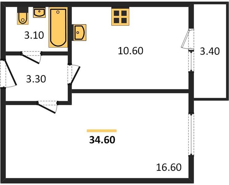Фото №1: 1-комнатная квартира 34 м² - Новая Адыгея, мкр. жилой комплекс Дарград