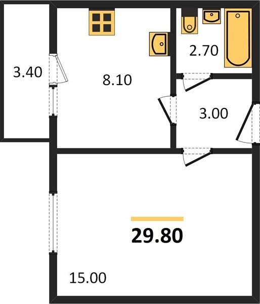 Фото №1: 1-комнатная квартира 29 м² - Новая Адыгея, мкр. жилой комплекс Дарград