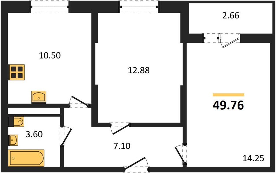 Фото №1: 2-комнатная квартира 49 м² - Краснодар, мкр. Карасунский внутригородской округ