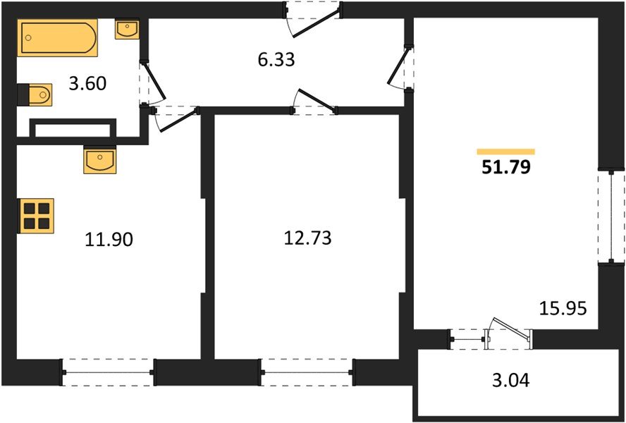 Фото №1: 2-комнатная квартира 51 м² - Краснодар, мкр. Карасунский внутригородской округ