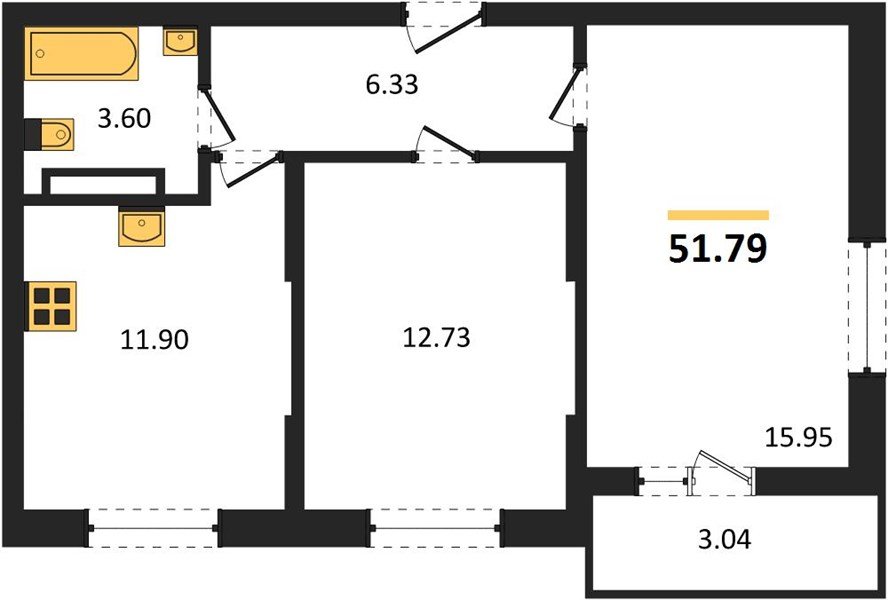 Фото №1: 2-комнатная квартира 51 м² - Краснодар, мкр. Карасунский внутригородской округ