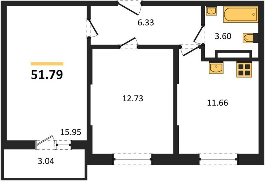 Фото №1: 2-комнатная квартира 51 м² - Краснодар, мкр. Карасунский внутригородской округ