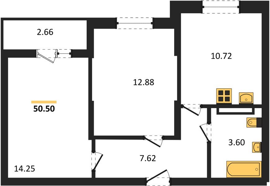 Фото №1: 2-комнатная квартира 50 м² - Краснодар, мкр. Карасунский внутригородской округ
