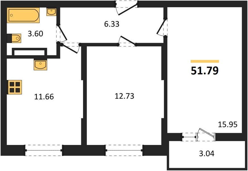 Фото №1: 2-комнатная квартира 51 м² - Краснодар, мкр. Карасунский внутригородской округ