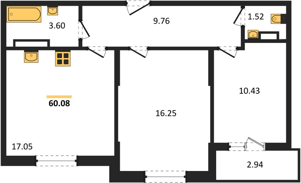 Фото №1: 2-комнатная квартира 60 м² - Краснодар, мкр. Карасунский внутригородской округ