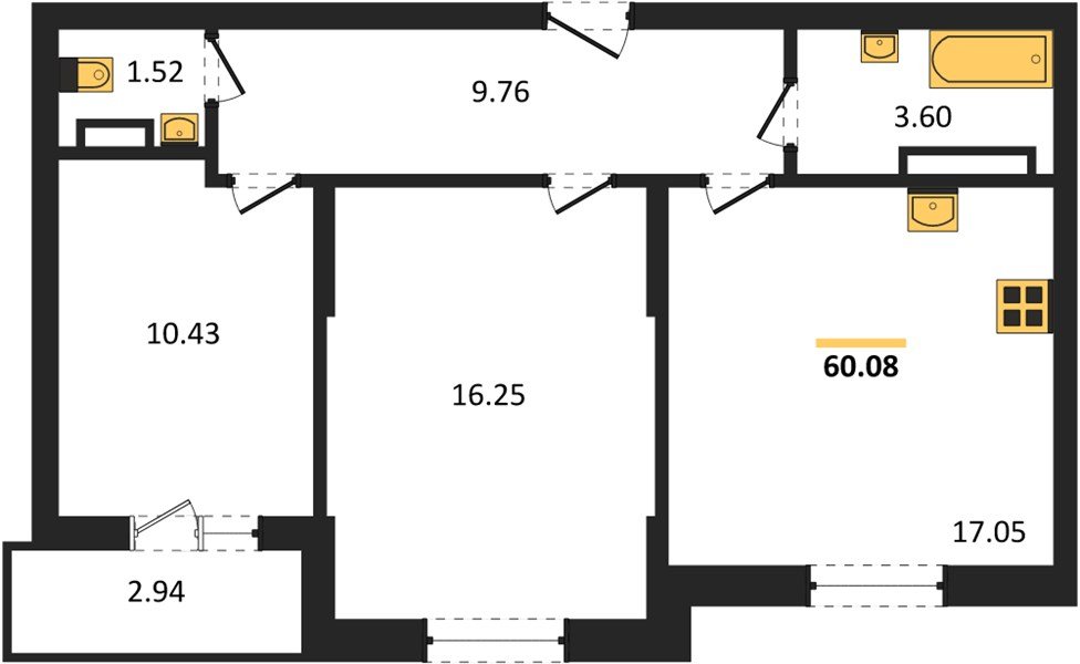 Фото №1: 2-комнатная квартира 60 м² - Краснодар, мкр. Карасунский внутригородской округ