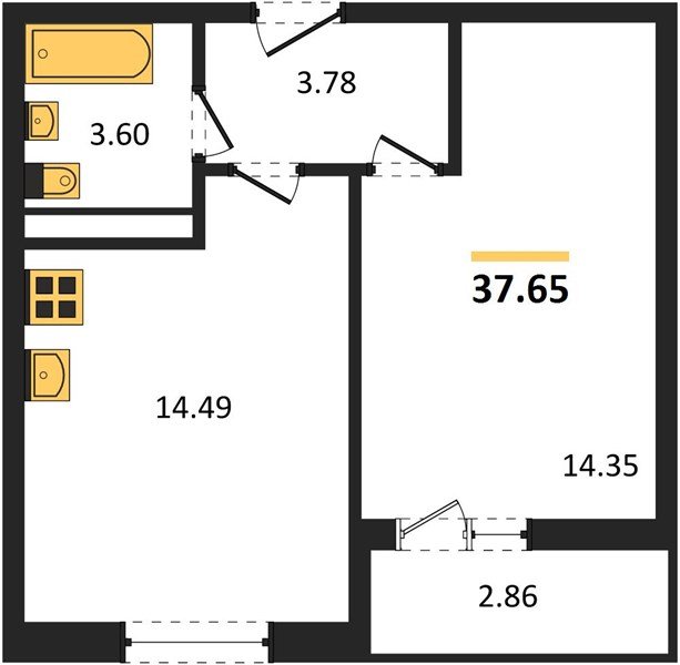 Фото №1: 1-комнатная квартира 37 м² - Краснодар, мкр. Карасунский внутригородской округ