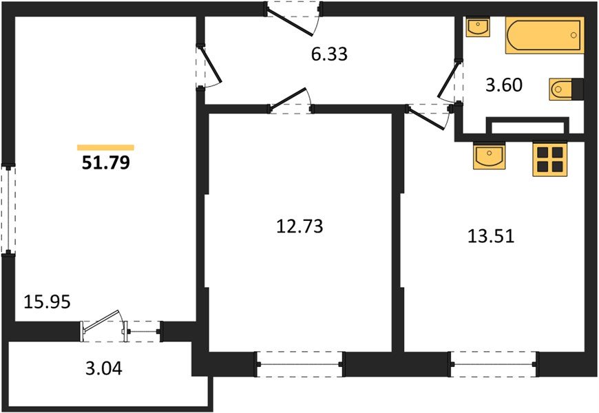 Фото №1: 2-комнатная квартира 51 м² - Краснодар, мкр. Карасунский внутригородской округ