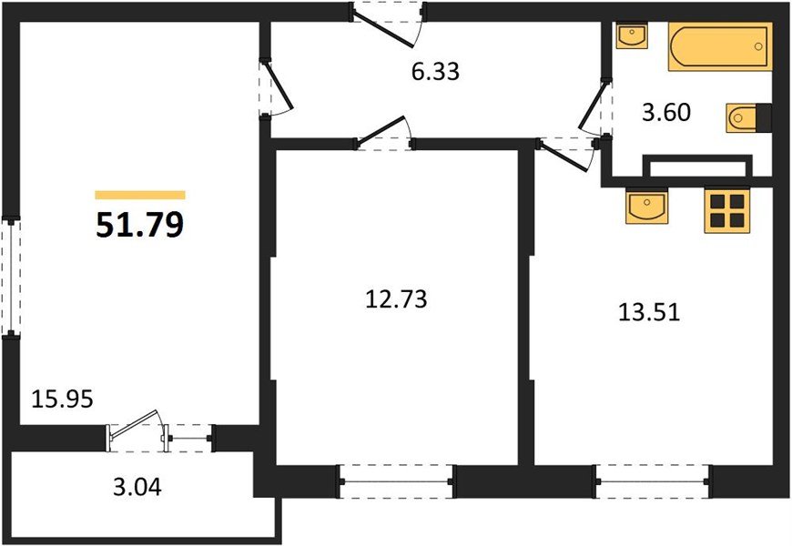 Фото №1: 2-комнатная квартира 51 м² - Краснодар, мкр. Карасунский внутригородской округ
