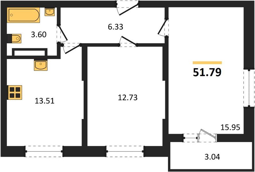 Фото №1: 2-комнатная квартира 51 м² - Краснодар, мкр. Карасунский внутригородской округ