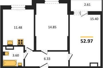 Фото №1: 2-комнатная квартира 52 м² - Краснодар, мкр. Карасунский внутригородской округ, 