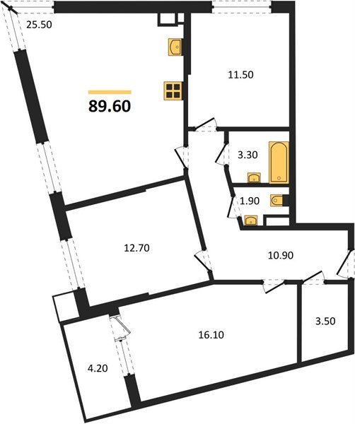 Фото №1: 3-комнатная квартира 89 м² - Краснодар, Прикубанский внутригородской округ, мкр. Парк Победы
