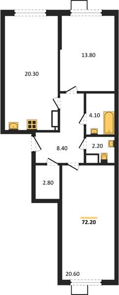 Фото №1: 2-комнатная квартира 72 м² - Краснодар, Парк Победы, 