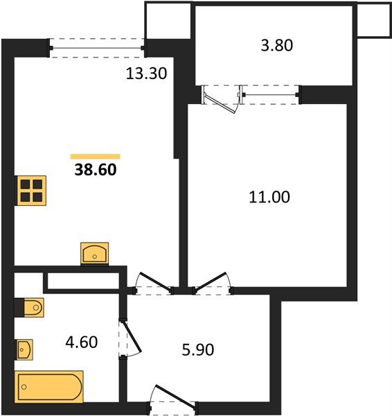 Фото №1: 1-комнатная квартира 38 м² - Краснодар, Прикубанский внутригородской округ, мкр. Парк Победы