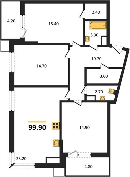 Фото №1: 3-комнатная квартира 99 м² - Краснодар, Прикубанский внутригородской округ, мкр. Парк Победы