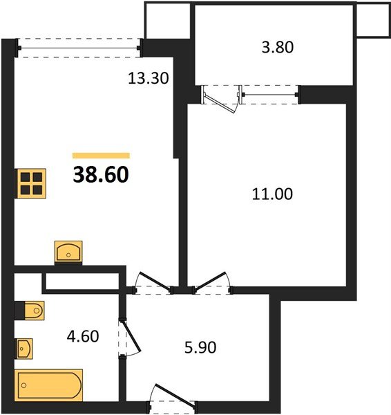 Фото №1: 1-комнатная квартира 38 м² - Краснодар, Прикубанский внутригородской округ, мкр. Парк Победы