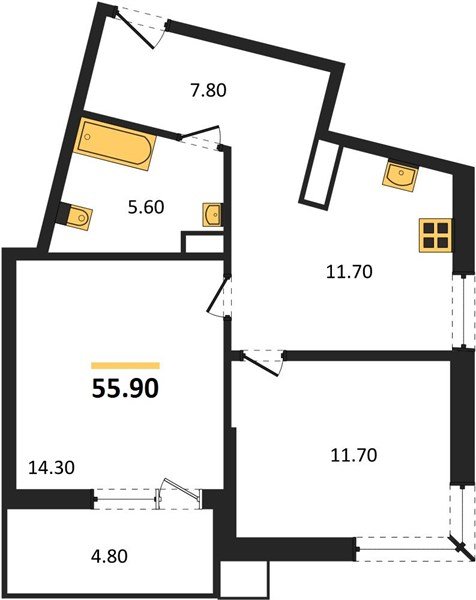 Фото №1: 2-комнатная квартира 55 м² - Краснодар, Прикубанский внутригородской округ, мкр. Парк Победы