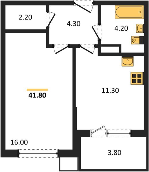Фото №1: 1-комнатная квартира 41 м² - Краснодар, Прикубанский внутригородской округ, мкр. Парк Победы