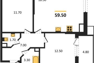 Фото №1: 2-комнатная квартира 59 м² - Краснодар, мкр. Парк Победы, 