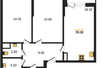 Фото №1: 2-комнатная квартира 70 м² - Краснодар, мкр. Парк Победы, 