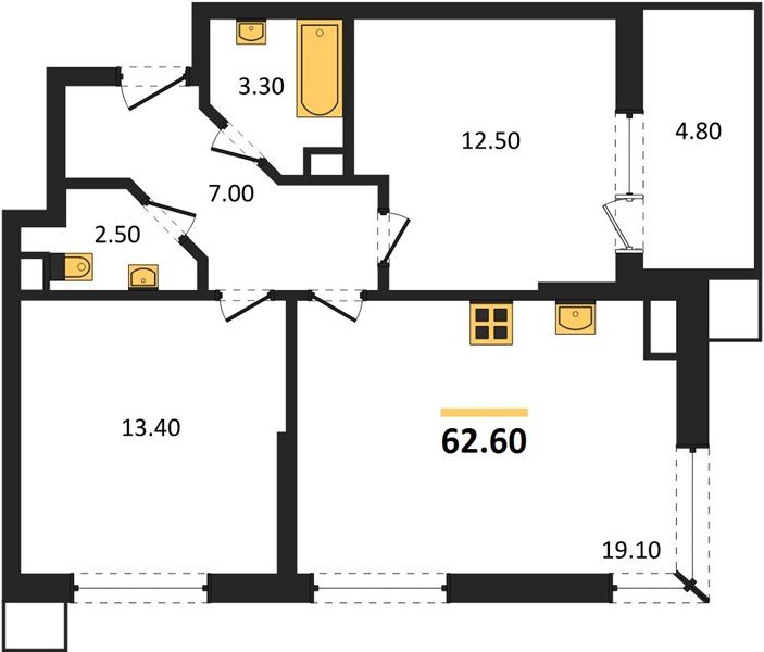 Фото №1: 2-комнатная квартира 62 м² - Краснодар, Прикубанский внутригородской округ, мкр. Парк Победы