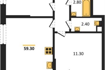 Фото №1: 2-комнатная квартира 59 м² - Краснодар, мкр. Парк Победы, 