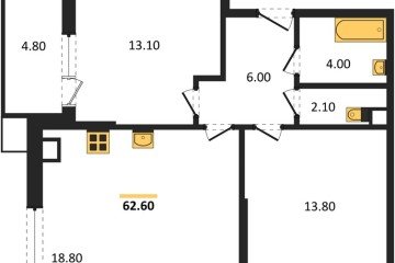 Фото №1: 2-комнатная квартира 62 м² - Краснодар, мкр. Парк Победы, 