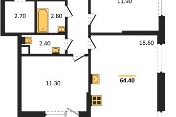 Фото №1: 2-комнатная квартира 64 м² - Краснодар, мкр. Парк Победы, 