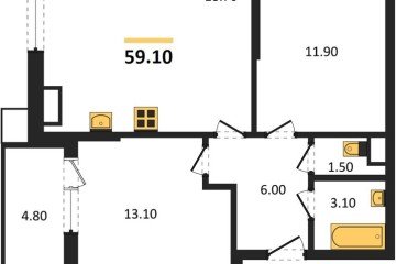 Фото №1: 2-комнатная квартира 59 м² - Краснодар, мкр. Парк Победы, 