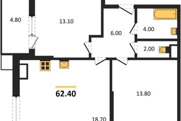 Фото №1: 2-комнатная квартира 62 м² - Краснодар, мкр. Парк Победы, 