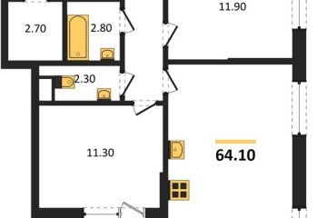 Фото №1: 2-комнатная квартира 64 м² - Краснодар, мкр. Парк Победы, 