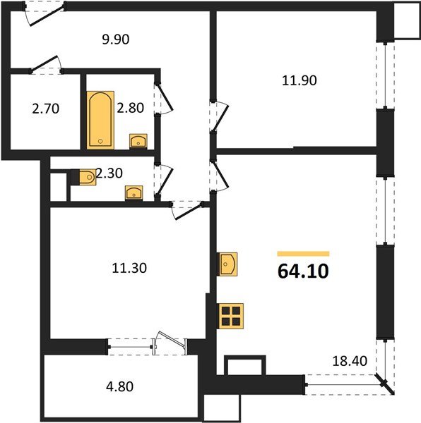 Фото №1: 2-комнатная квартира 64 м² - Краснодар, Прикубанский внутригородской округ, мкр. Парк Победы