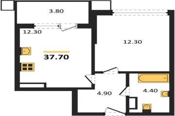 Фото №1: 1-комнатная квартира 37 м² - Краснодар, мкр. Парк Победы, 