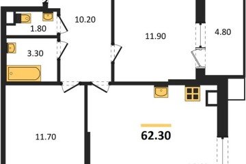 Фото №1: 2-комнатная квартира 62 м² - Краснодар, мкр. Парк Победы, 