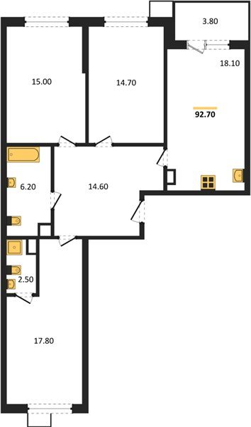 Фото №1: 3-комнатная квартира 92 м² - Краснодар, Парк Победы