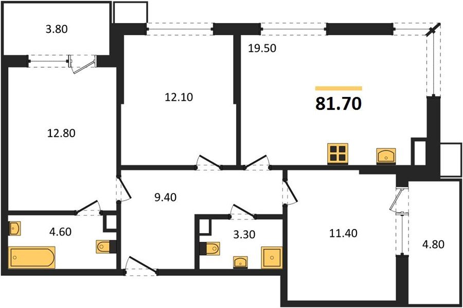 Фото №1: 3-комнатная квартира 81 м² - Краснодар, Прикубанский внутригородской округ, мкр. Парк Победы