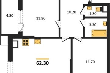 Фото №1: 2-комнатная квартира 62 м² - Краснодар, мкр. Парк Победы, 