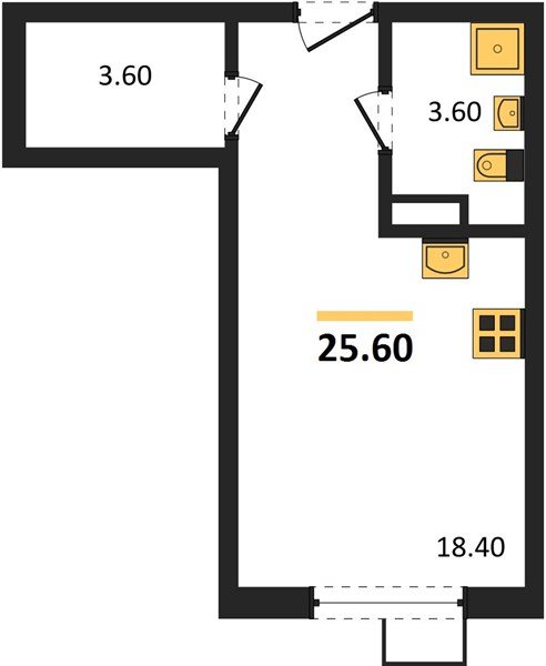 Фото №1: Студия 25 м² - Краснодар, Прикубанский внутригородской округ, мкр. Парк Победы