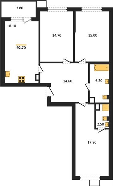 Фото №1: 3-комнатная квартира 92 м² - Краснодар, Прикубанский внутригородской округ, мкр. Парк Победы