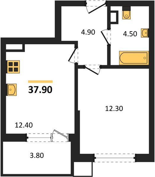 Фото №1: 1-комнатная квартира 37 м² - Краснодар, Парк Победы, мкр. Прикубанский внутригородской округ