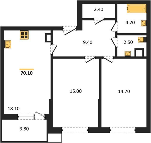 Фото №1: 2-комнатная квартира 70 м² - Краснодар, Парк Победы, мкр. Прикубанский внутригородской округ