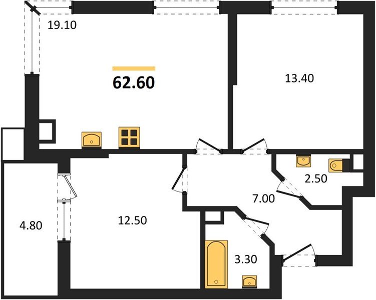Фото №1: 2-комнатная квартира 62 м² - Краснодар, Парк Победы, мкр. Прикубанский внутригородской округ