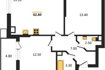 Фото №1: 2-комнатная квартира 62 м² - Краснодар, мкр. Прикубанский внутригородской округ, 