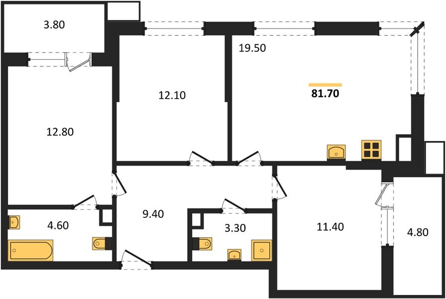 Фото №1: 3-комнатная квартира 81 м² - Краснодар, Прикубанский внутригородской округ, мкр. Парк Победы