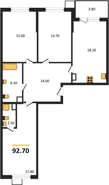 Фото №1: 3-комнатная квартира 92 м² - Краснодар, Прикубанский внутригородской округ, мкр. Парк Победы