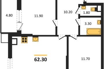 Фото №1: 2-комнатная квартира 62 м² - Краснодар, мкр. Парк Победы, 