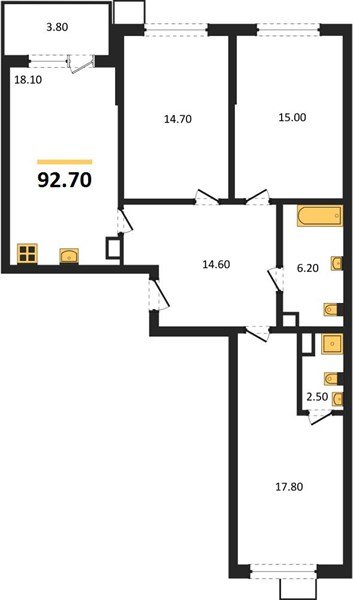 Фото №1: 3-комнатная квартира 92 м² - Краснодар, Прикубанский внутригородской округ, мкр. Парк Победы