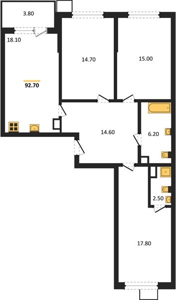 Фото №1: 3-комнатная квартира 92 м² - Краснодар, Прикубанский внутригородской округ, мкр. Парк Победы